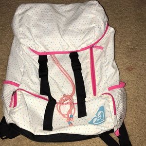 roxy white pokadot backpack